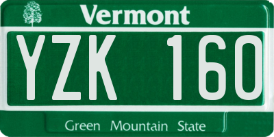 VT license plate YZK160