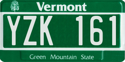 VT license plate YZK161
