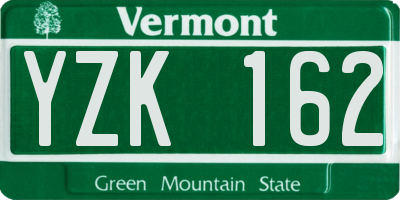 VT license plate YZK162