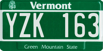 VT license plate YZK163