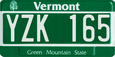 VT license plate YZK165
