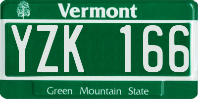 VT license plate YZK166