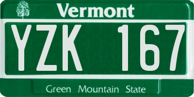 VT license plate YZK167