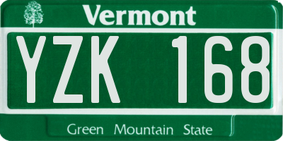 VT license plate YZK168
