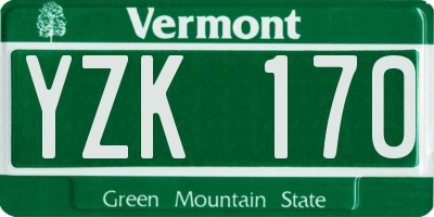 VT license plate YZK170