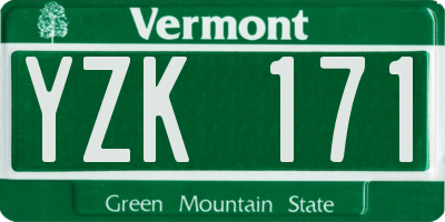 VT license plate YZK171