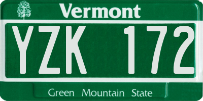 VT license plate YZK172