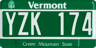 VT license plate YZK174