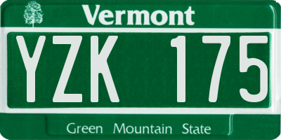 VT license plate YZK175