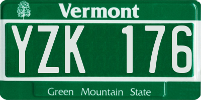 VT license plate YZK176