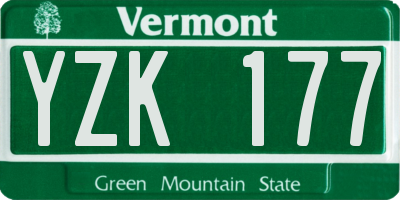 VT license plate YZK177