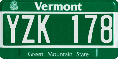 VT license plate YZK178