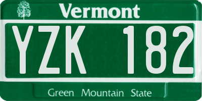 VT license plate YZK182