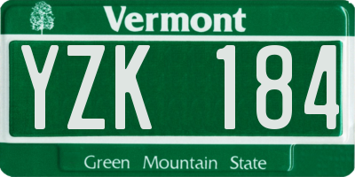 VT license plate YZK184