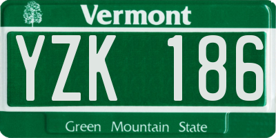 VT license plate YZK186