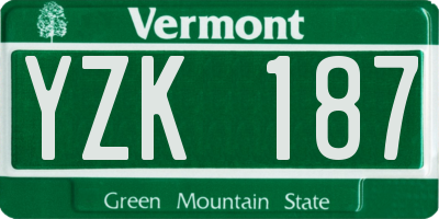 VT license plate YZK187