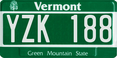VT license plate YZK188