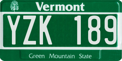 VT license plate YZK189