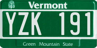 VT license plate YZK191