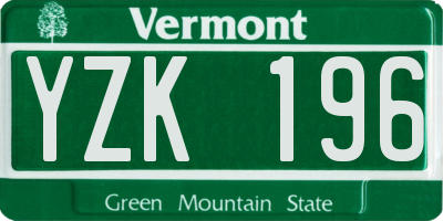 VT license plate YZK196