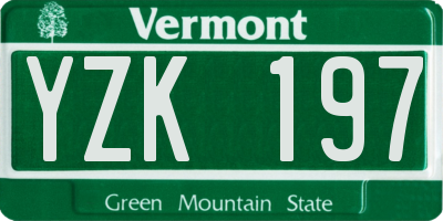 VT license plate YZK197