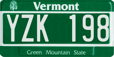 VT license plate YZK198