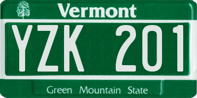 VT license plate YZK201