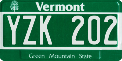 VT license plate YZK202