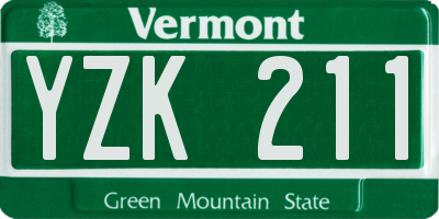 VT license plate YZK211