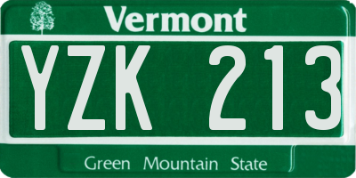 VT license plate YZK213