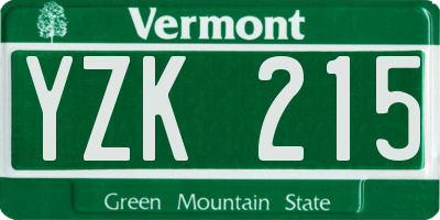 VT license plate YZK215