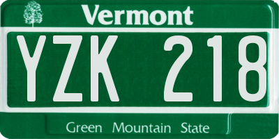VT license plate YZK218