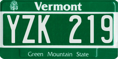 VT license plate YZK219
