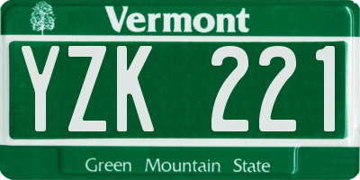 VT license plate YZK221