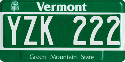 VT license plate YZK222