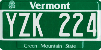 VT license plate YZK224