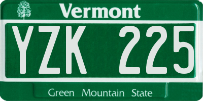 VT license plate YZK225