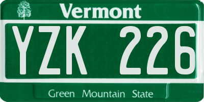 VT license plate YZK226