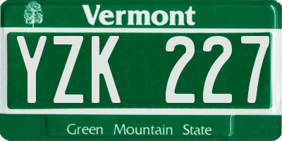 VT license plate YZK227