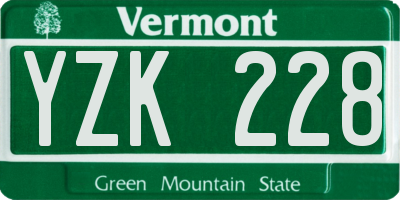 VT license plate YZK228