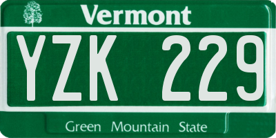 VT license plate YZK229