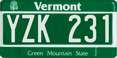 VT license plate YZK231