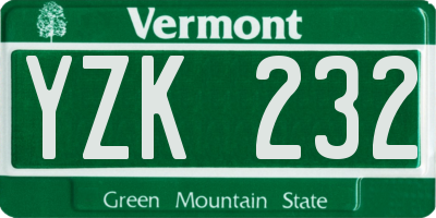 VT license plate YZK232