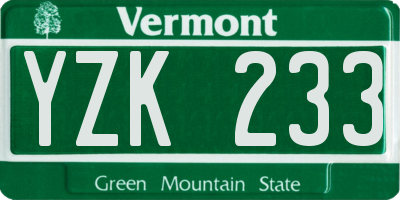 VT license plate YZK233