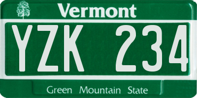 VT license plate YZK234