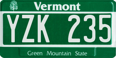 VT license plate YZK235