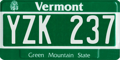 VT license plate YZK237