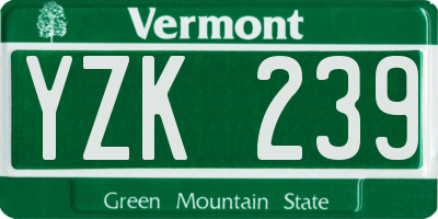 VT license plate YZK239