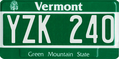 VT license plate YZK240