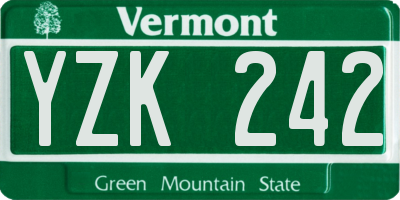 VT license plate YZK242